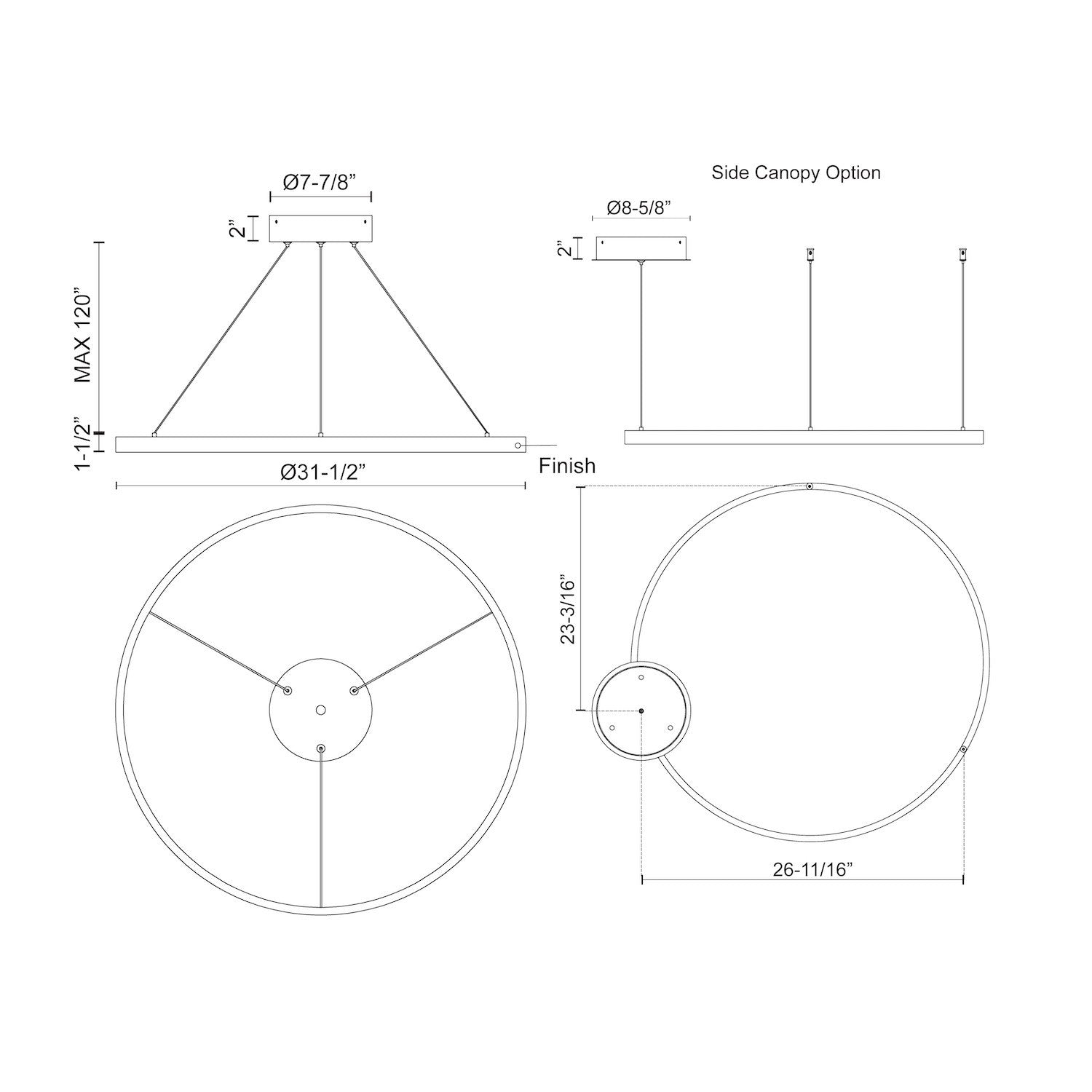 Kuzco Cerchio PD87732-WH-UNV-010 Pendant, White, LED, 32-in