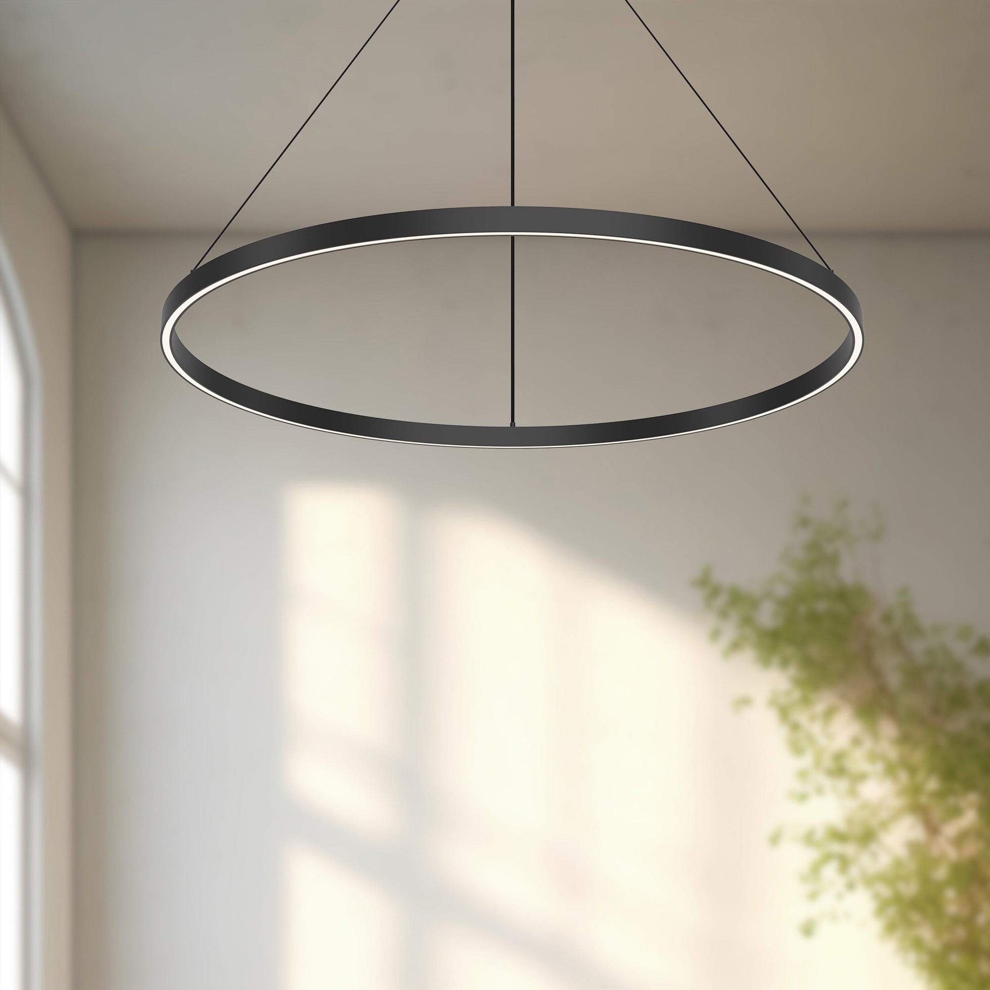 Kuzco Cerchio PD87736-BK-UNV-010 Pendant Light Fixture, UL Damp Rated, Black