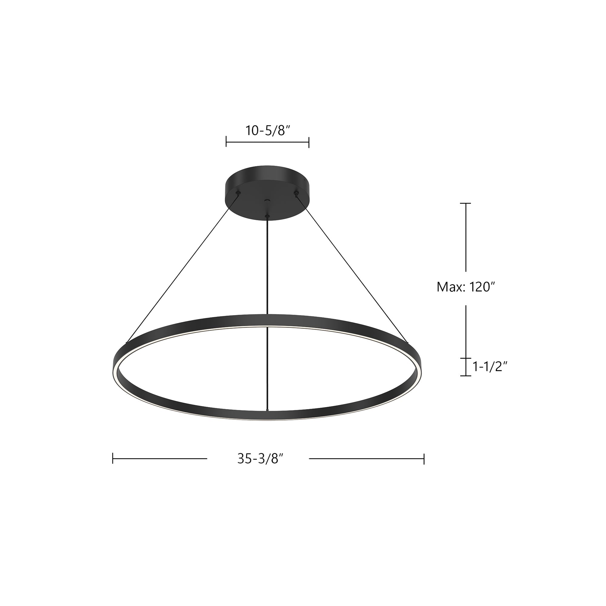 Kuzco Cerchio PD87736-BK-UNV-010 Pendant Light Fixture, UL Damp Rated, Black