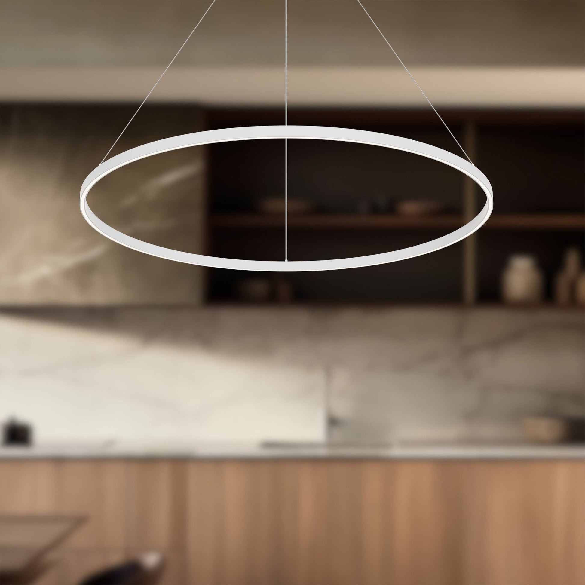 Kuzco Cerchio PD87748-WH-UNV-010 Pendant Light Fixture, UL Damp Rated, Matte Powder-Coated White