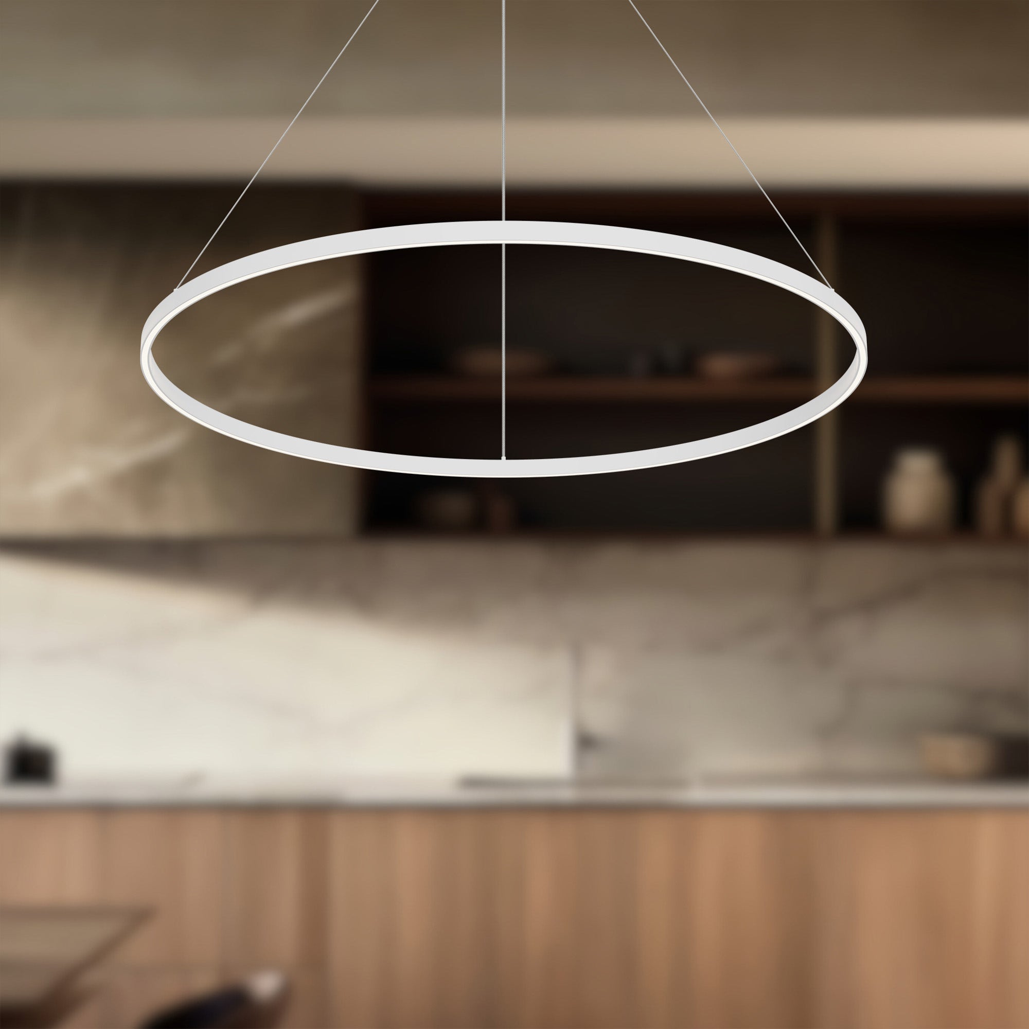 Kuzco Cerchio PD87748-WH-UNV-010 Pendant Light Fixture, UL Damp Rated, Matte Powder-Coated White