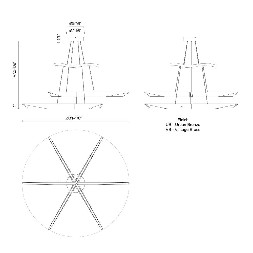 Kuzco Tachi CH64242-UB-UNV-010 Chandelier, 49W, Urban Bronze