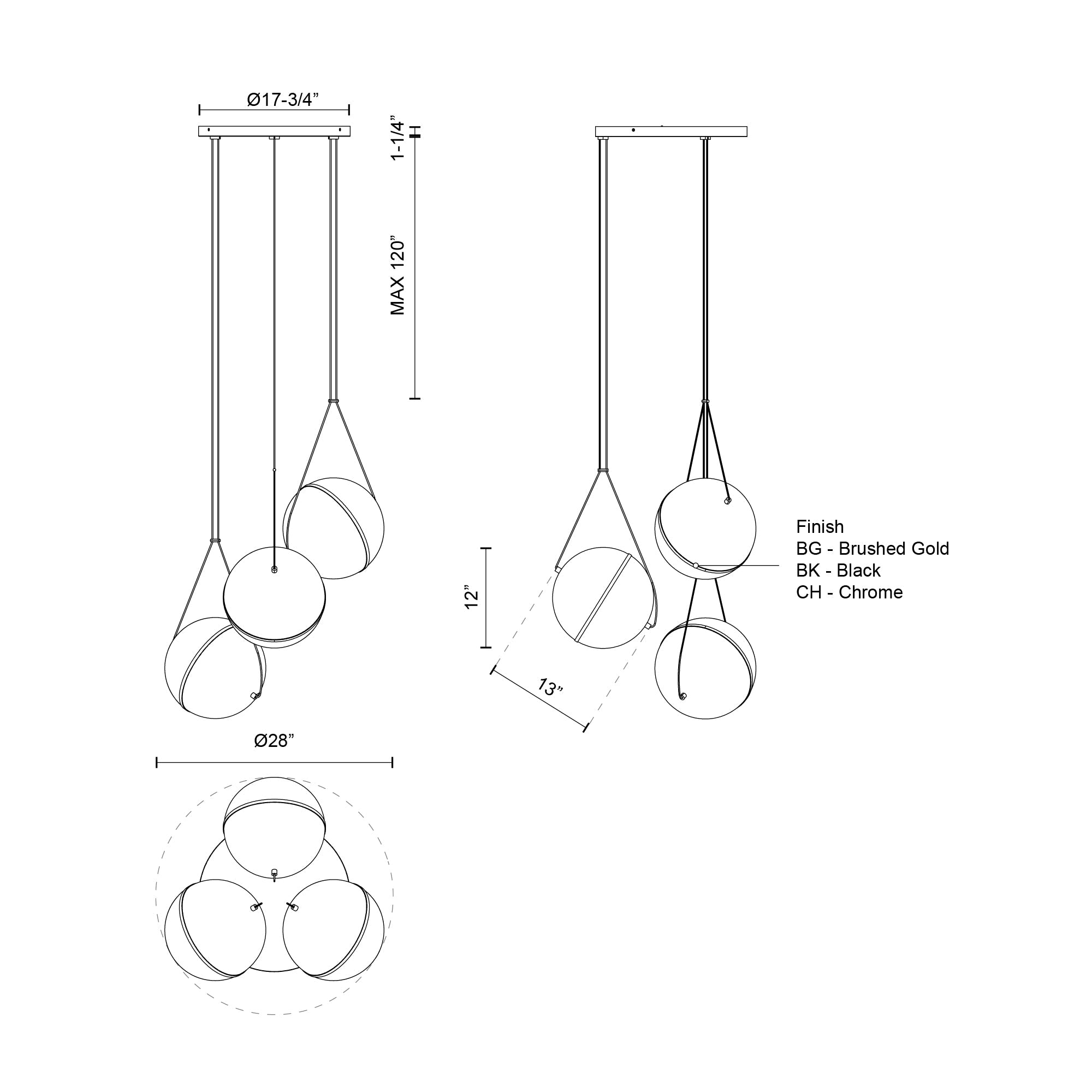 Aries 28-in Black LED Chandeliers