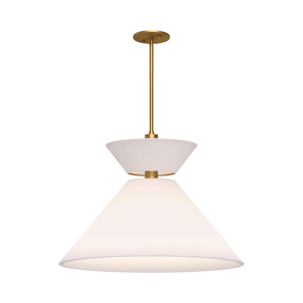 ALORA MOOD Chapelle PD543022AGWL Pendant Light Fixture, UL Damp Rated, Aged Gold/White Linen