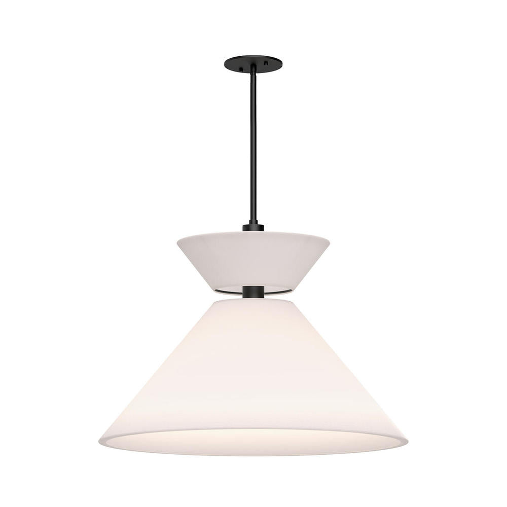 ALORA MOOD Chapelle PD543022MBWL Pendant Light Fixture, 1 Light, Matte Black/White Linen
