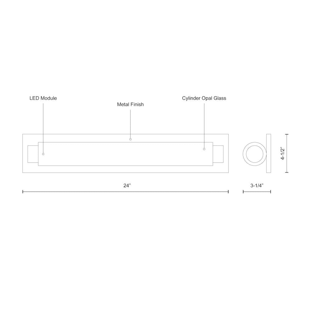 Kuzco Lighting VL7524-CH Vanity Light Fixture, UL Damp Rated, Chrome