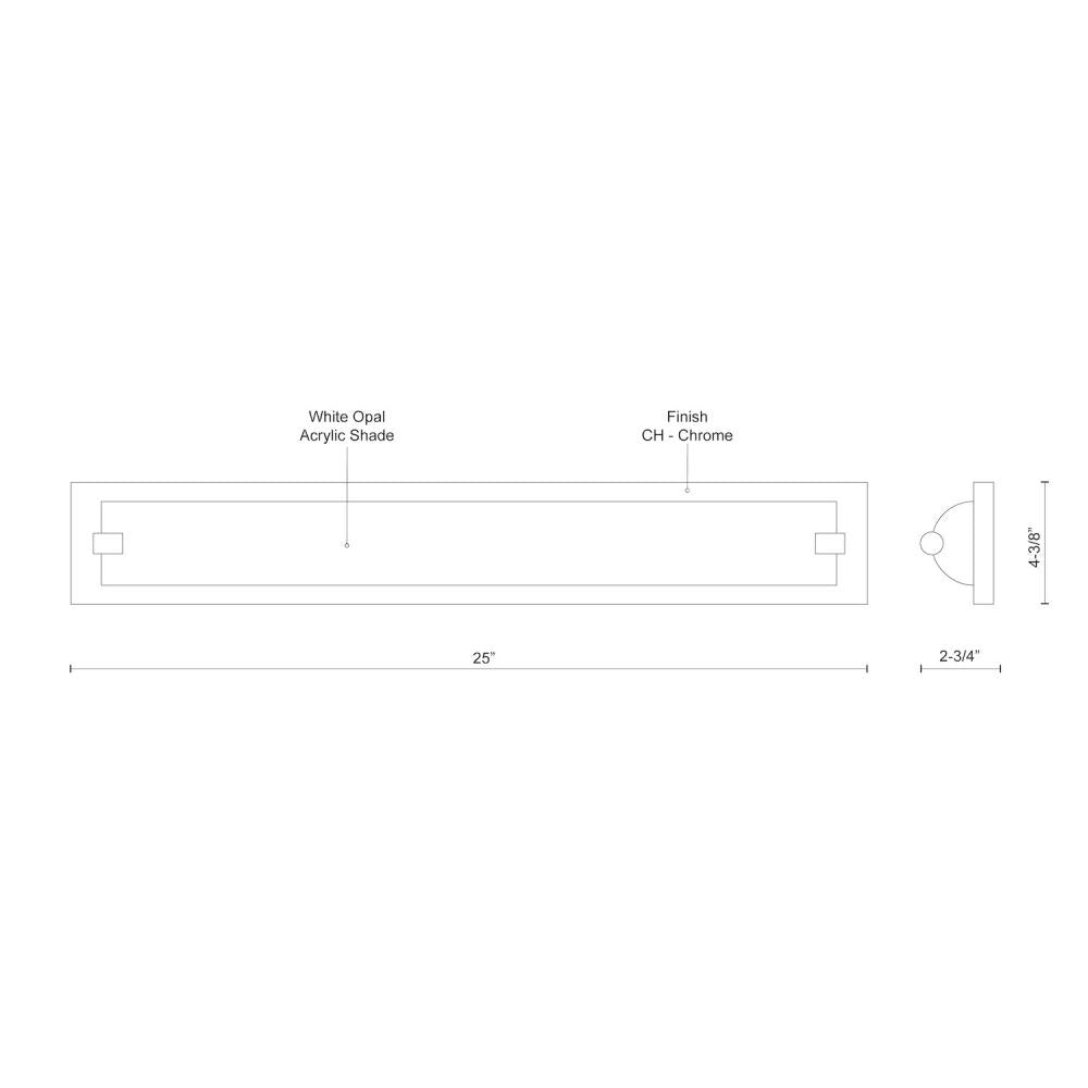 Kuzco Lighting 601464CH-LED Vanity Light Fixture, UL Damp Rated, Chrome