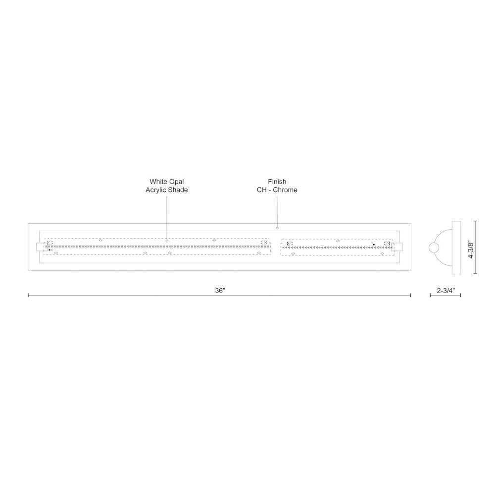 Kuzco Lighting 601465CH-LED Vanity Light Fixture, UL Damp Rated, Chrome