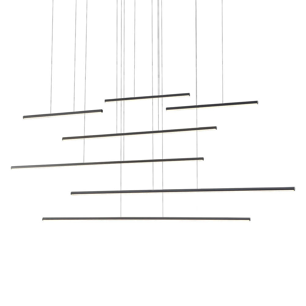 Kuzco Lighting MP14970-BK Chute Motion 70-in Black LED Multi Pendant, UL Damp Rated, Black