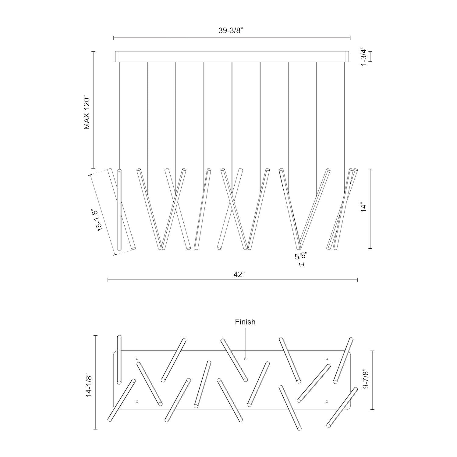 Kuzco Chute LP14840-BK-UNV-010 LED Linear Pendant, 40-in, Black