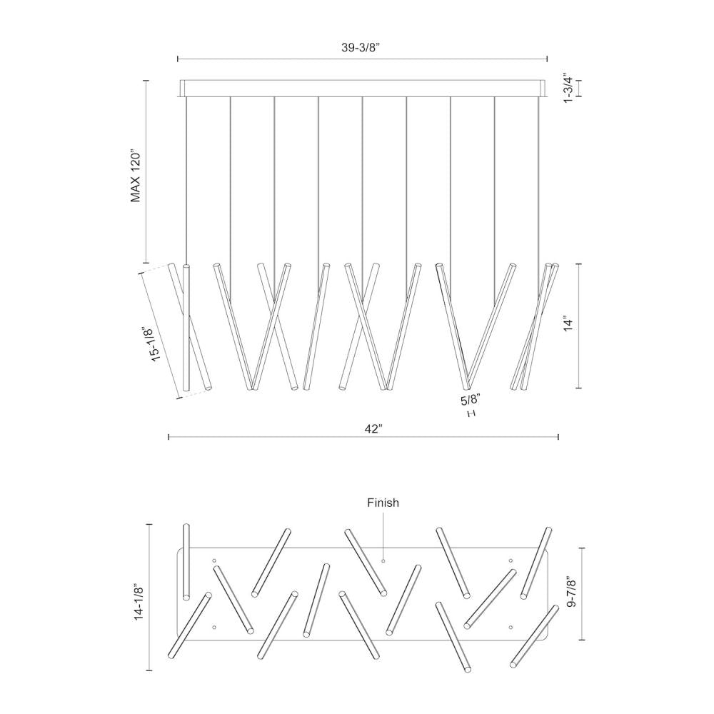 Kuzco LP14840-WH Chute 40-in Linear Pendant, UL Listed, White