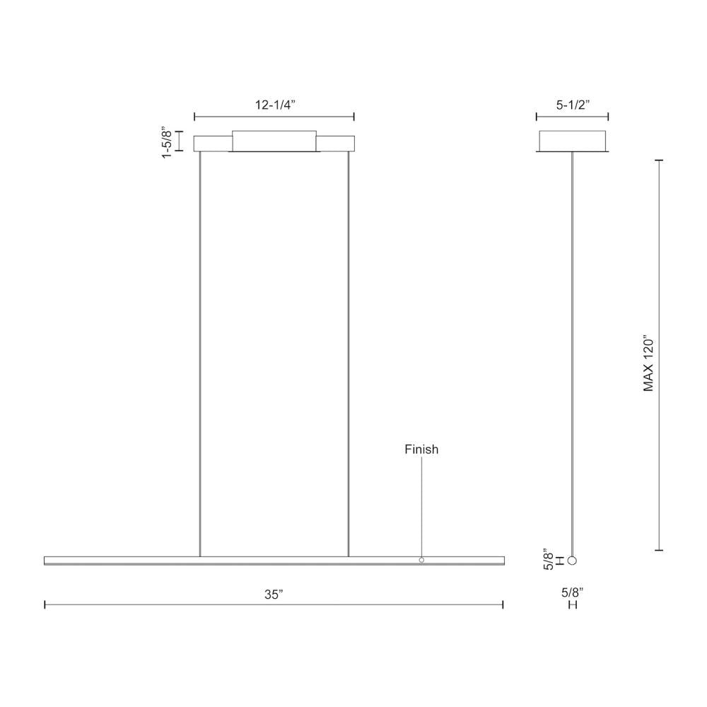 Kuzco Lighting LP14935-BK Chute 35-in Linear Pendant, LED, Black