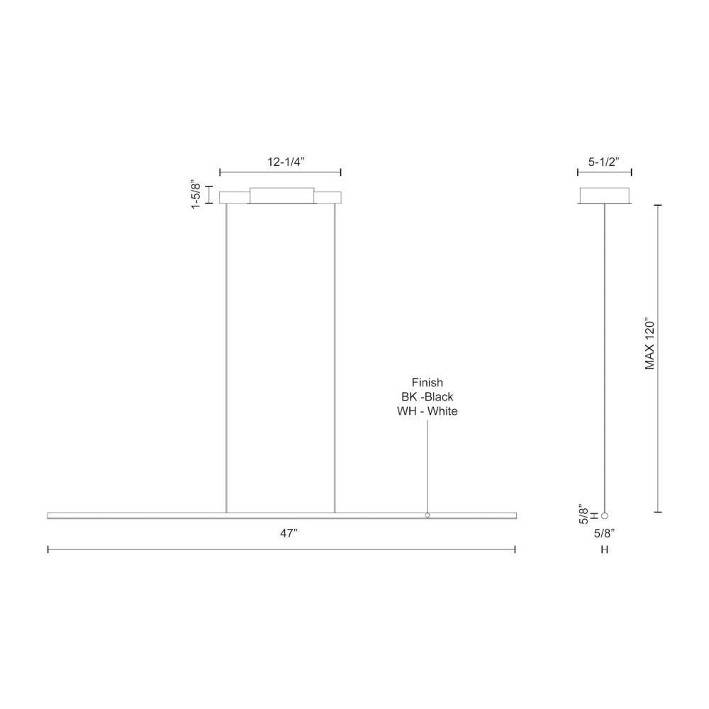 Kuzco Lighting Chute LP14947-BK Linear Pendant, UL Damp Rated, Black