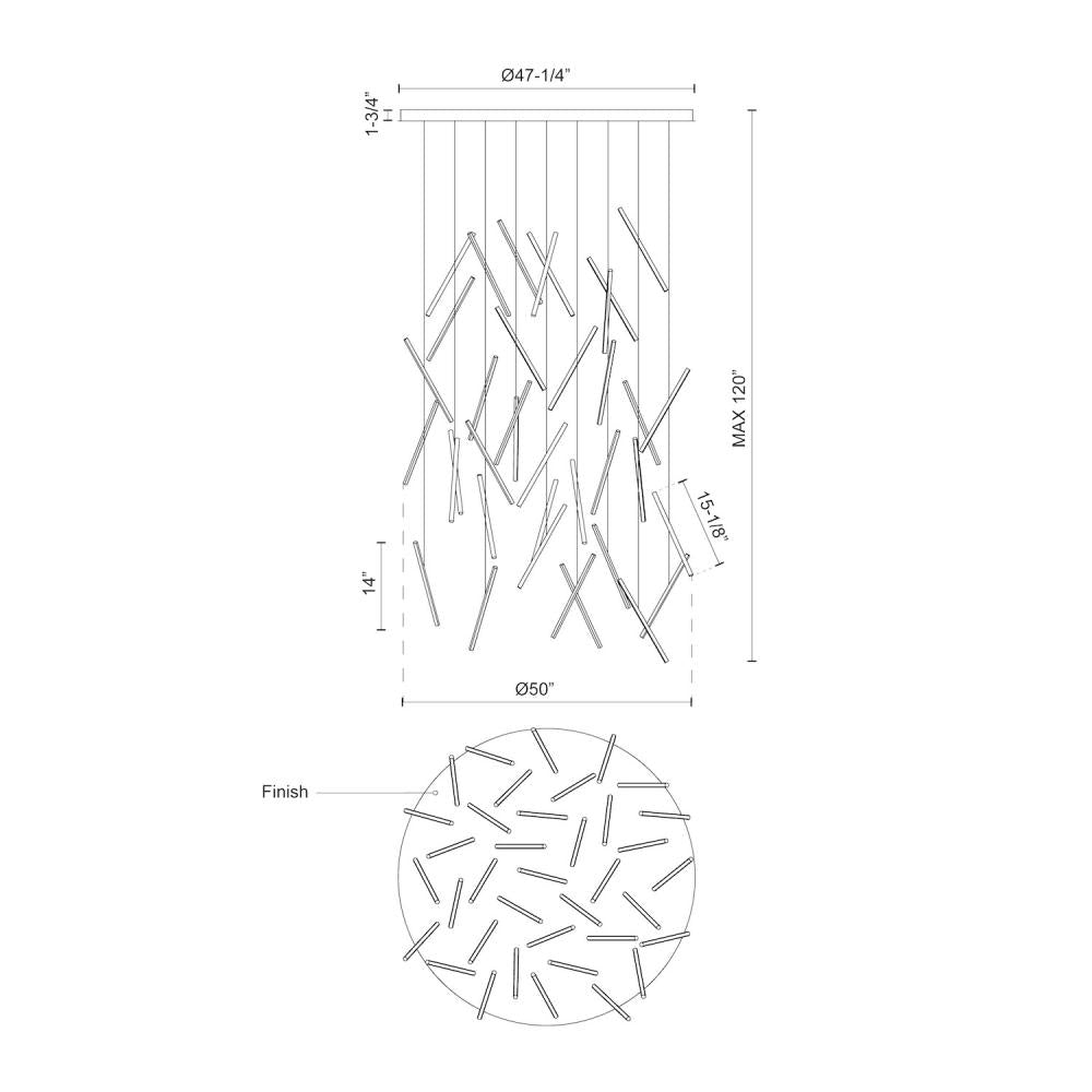 Kuzco Chute MP14850-WH Multi Pendant Light Fixture, UL Damp Rated, White
