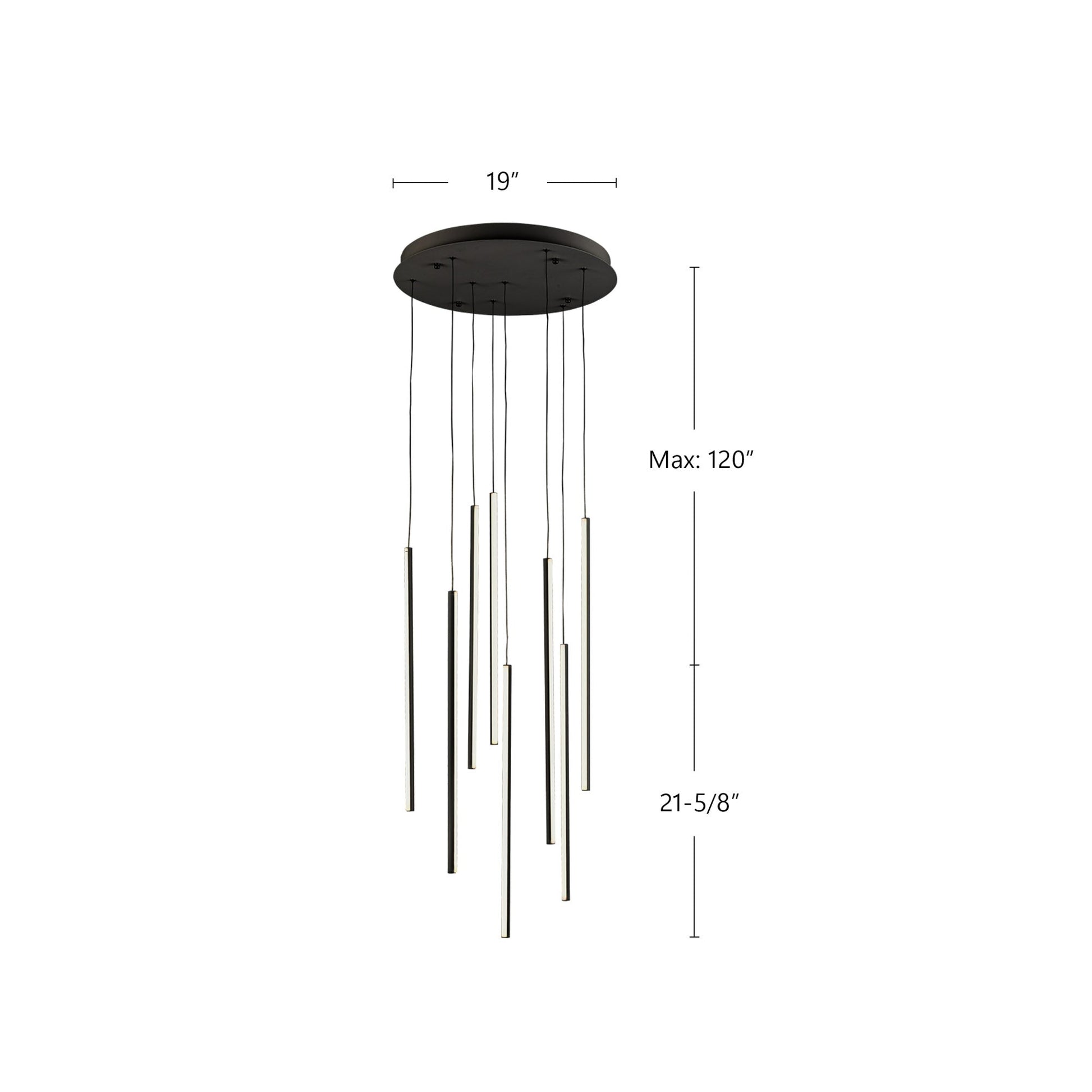 Kuzco Chute MP14919-BK-UNV-010 Multi Pendant Lighting Fixture, UL Damp Rated, Black