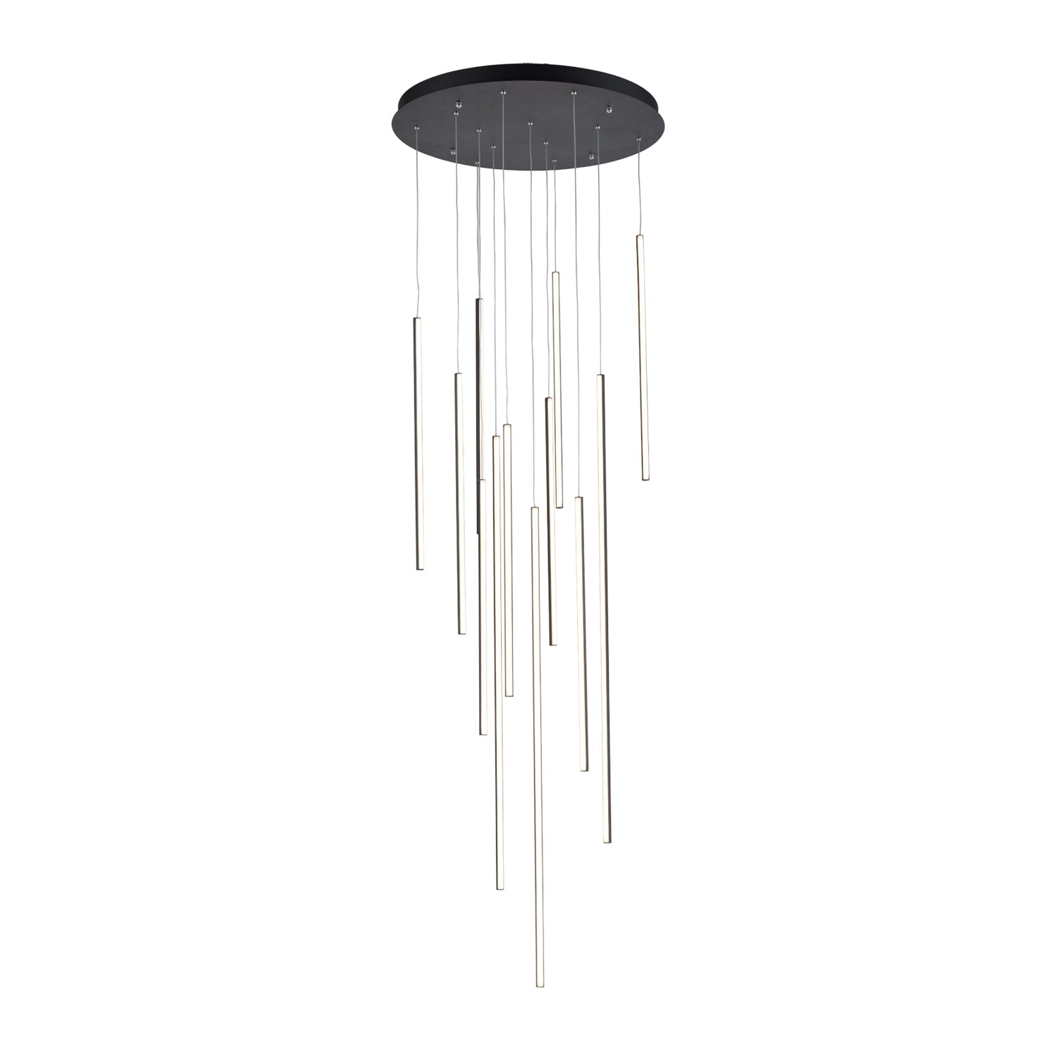 Kuzco Chute 12 Head Black LED Multi Pendant, UL Damp Rated, Black