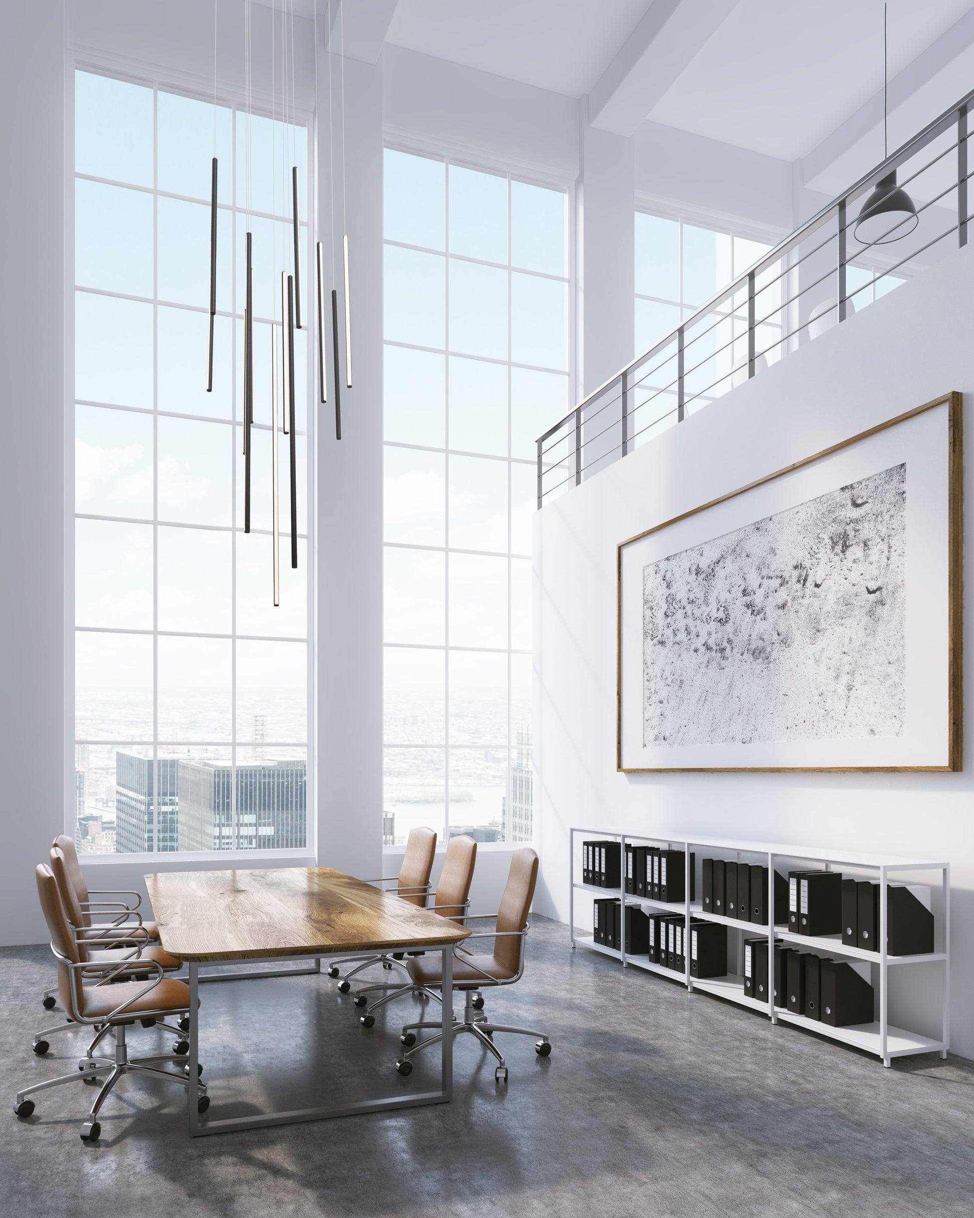 Kuzco Chute 12 Head Black LED Multi Pendant, UL Damp Rated, Black