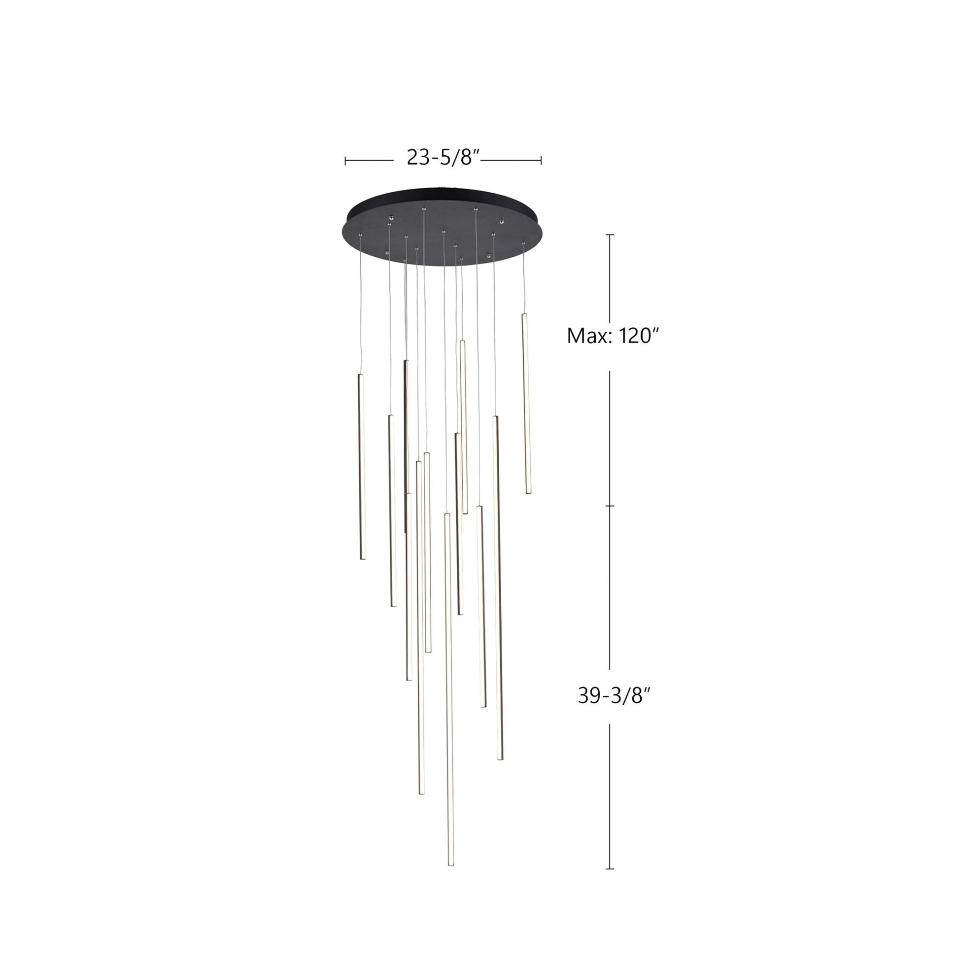 Kuzco Chute 12 Head Black LED Multi Pendant, UL Damp Rated, Black