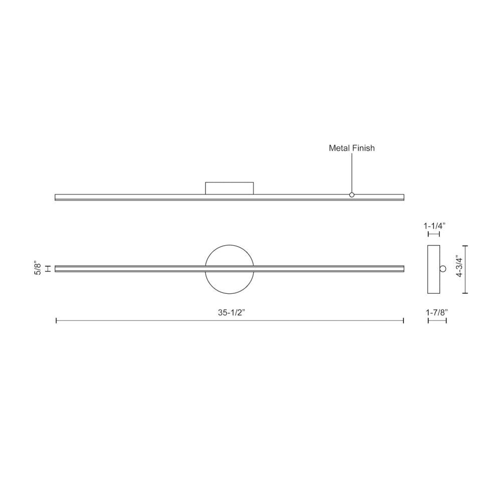 Kuzco Lighting WS14935-BK Wall Sconce, LED, 35-in, Black