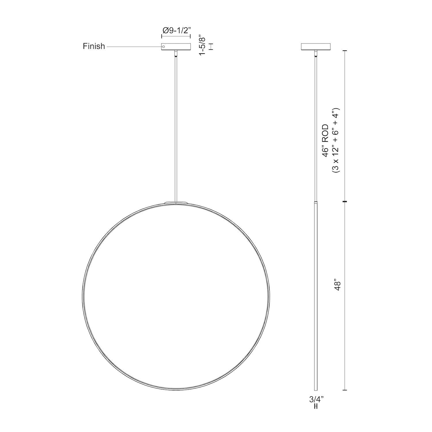 Kuzco Cirque 48-in Black LED Pendant, UL Damp Rated, Black