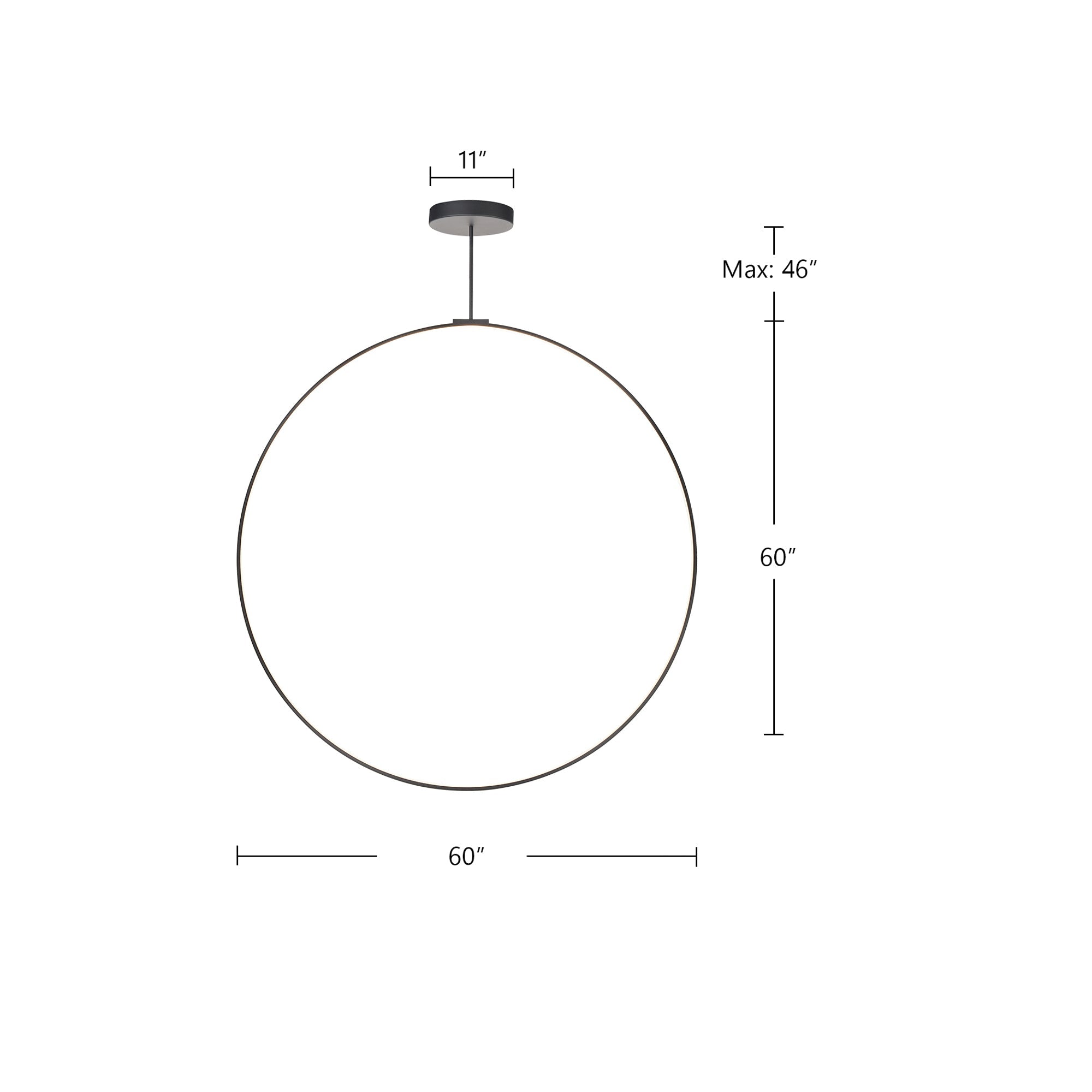 Kuzco Cirque PD82560-BK-UNV-010 Pendant Light Fixture, UL Damp Rated, Black