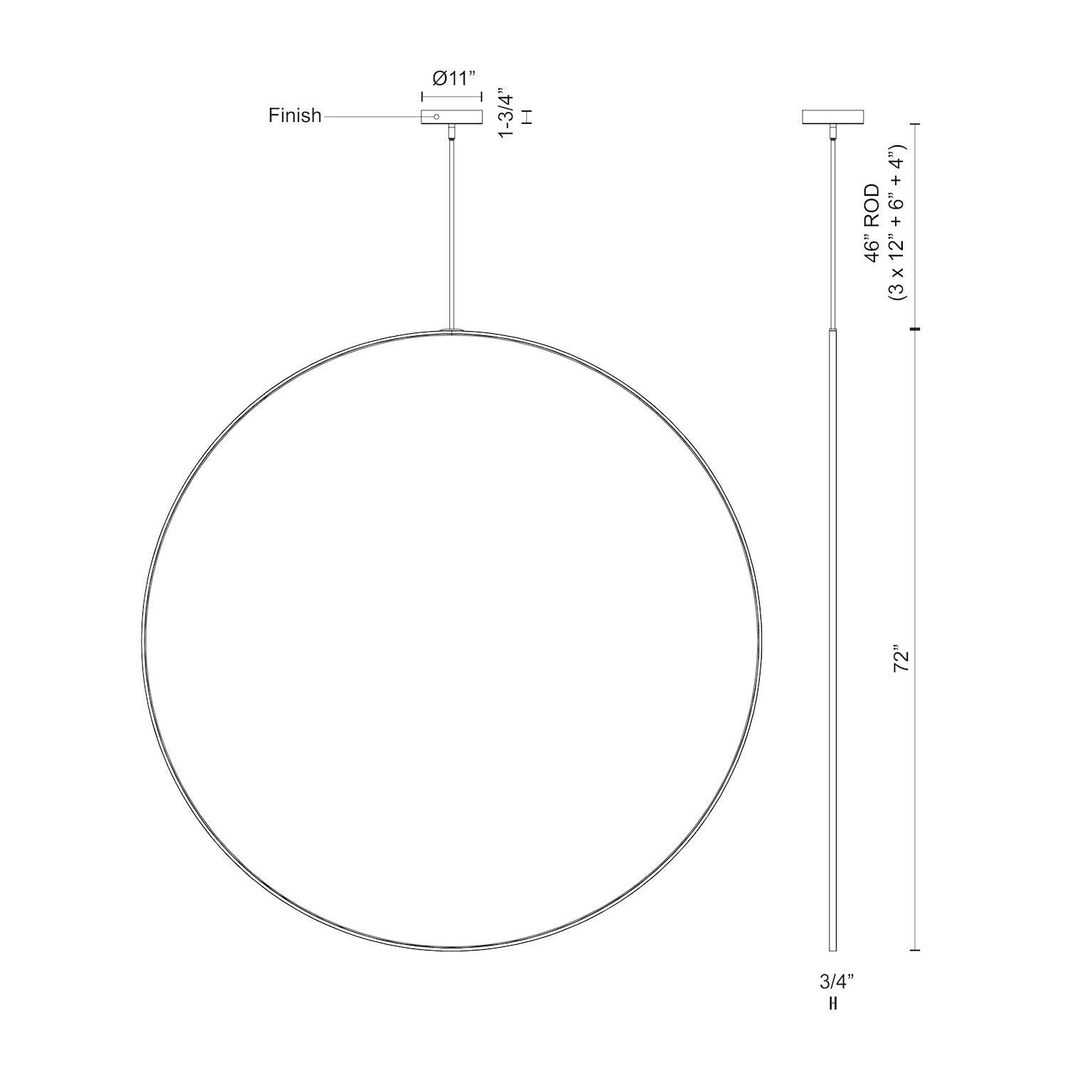 Kuzco Cirque PD82572-BK-UNV-010 Pendant, LED, 94W, Black