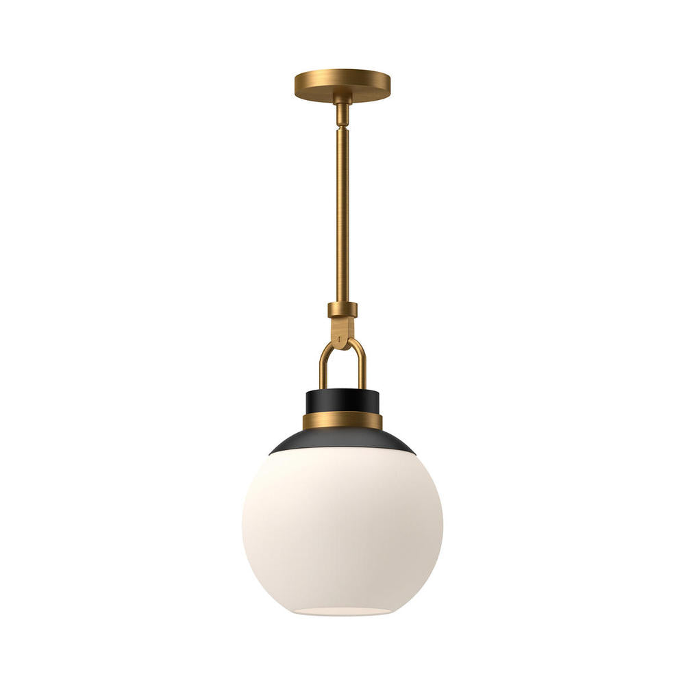 ALORA MOOD Lighting PD520512AGOP Pendant Light Fixture, 1 Light, Aged Gold/Opal Matte Glass