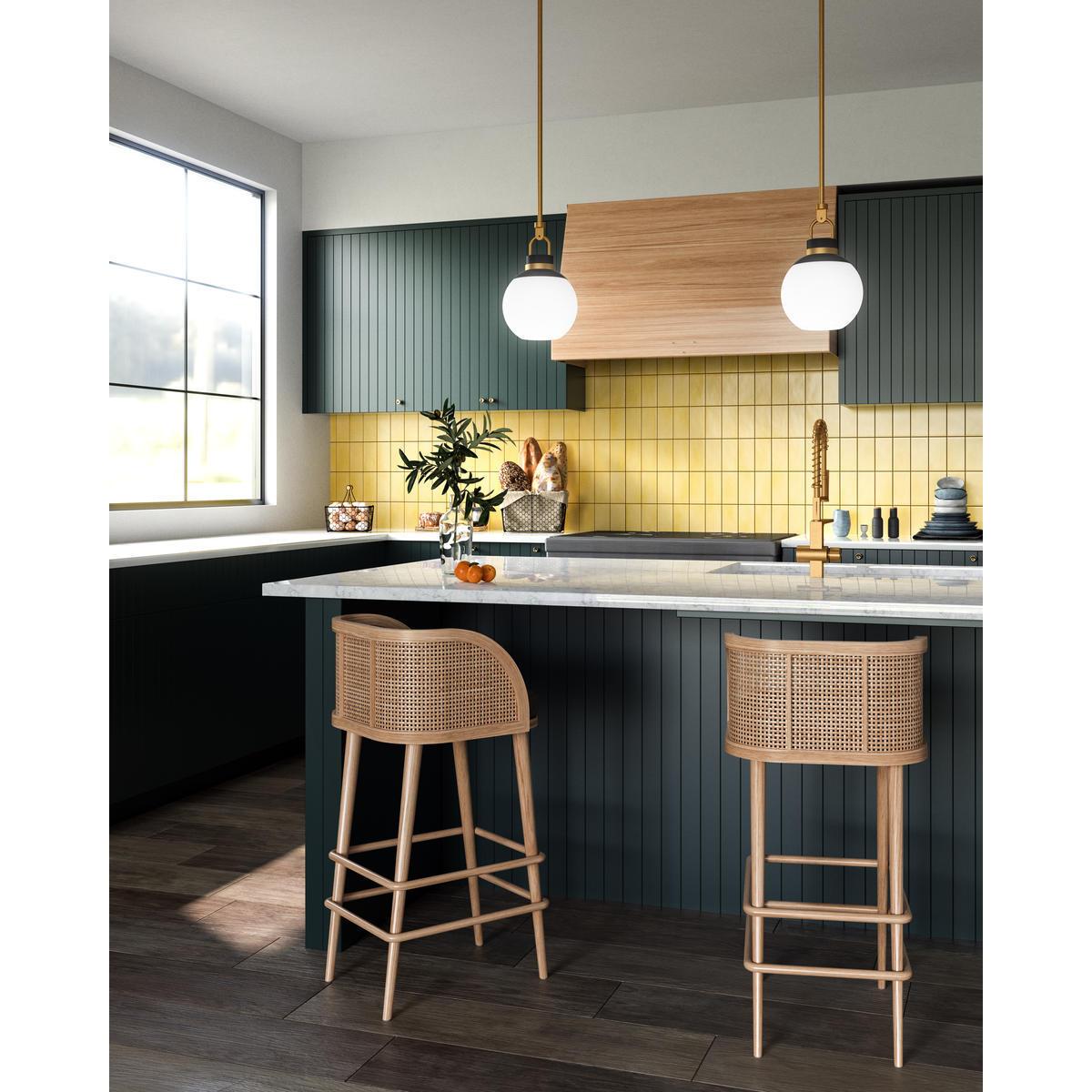 ALORA MOOD Lighting PD520516AGOP Pendant Light, UL Damp Rated, Aged Gold/Opal Matte Glass