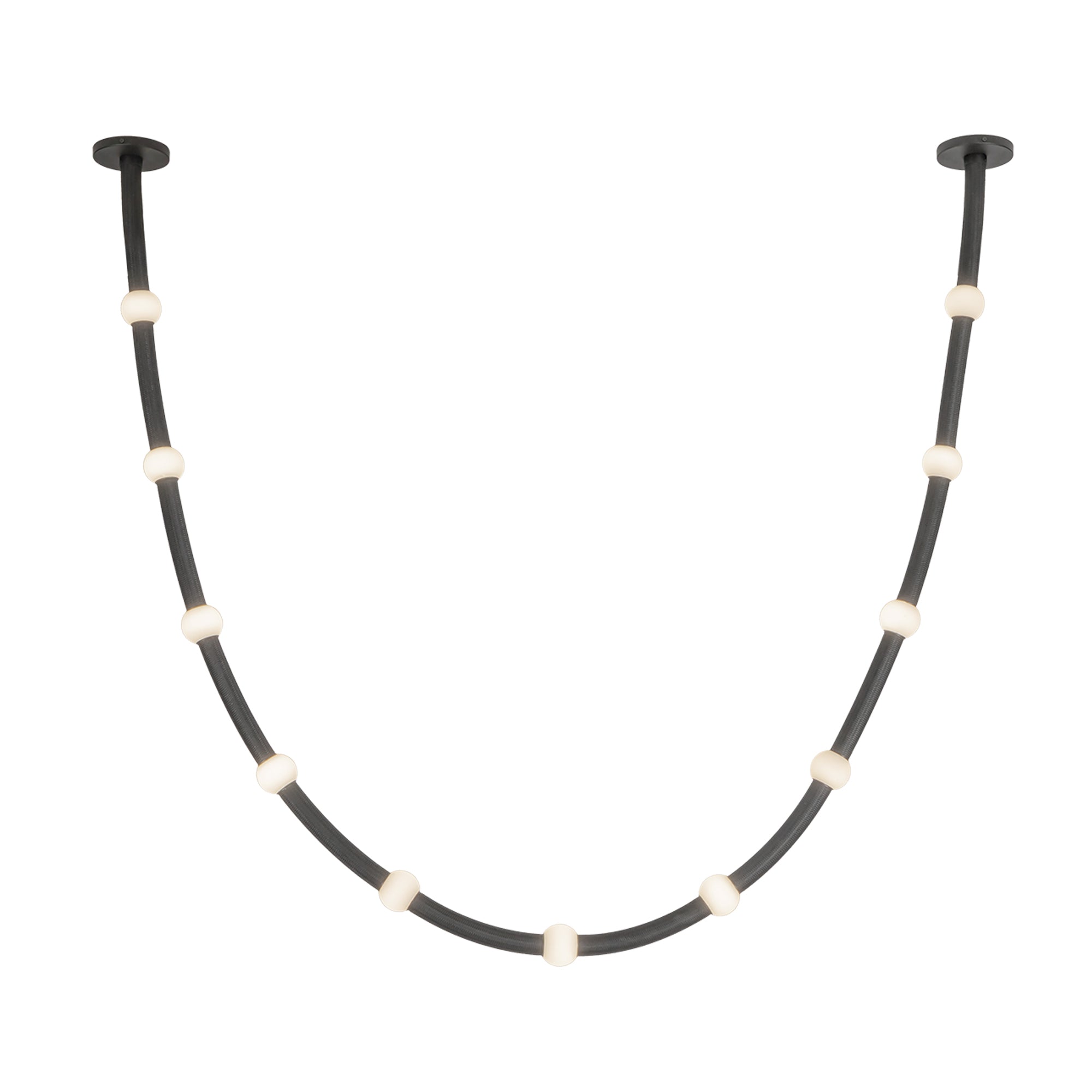 Kuzco Corda PD39310-BK/OP-UNV-010-RT Pendant, Adjustable Fabric Rope, Black/Opal Glass