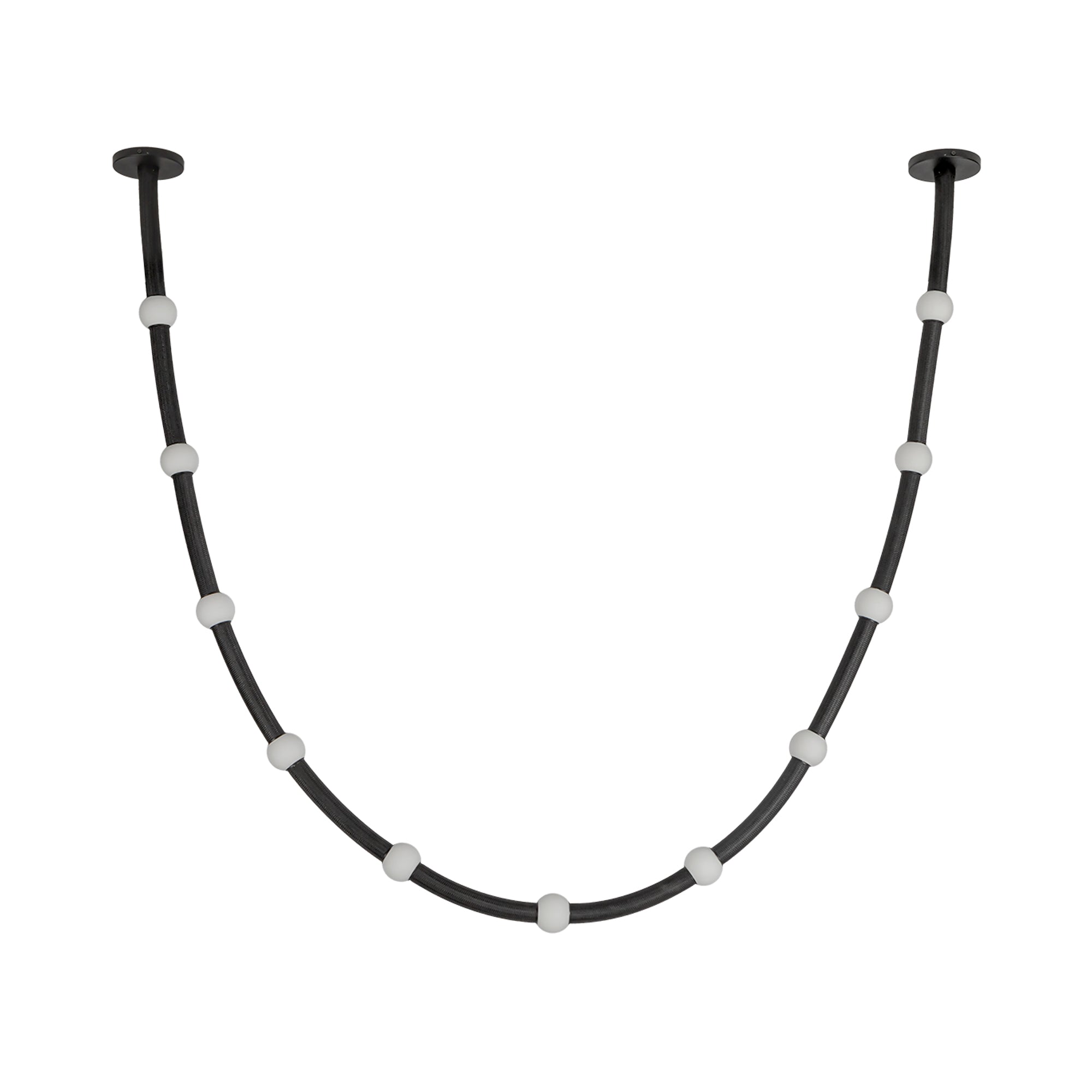 Kuzco Corda PD39310-BK/OP-UNV-010-RT Pendant, Adjustable Fabric Rope, Black/Opal Glass