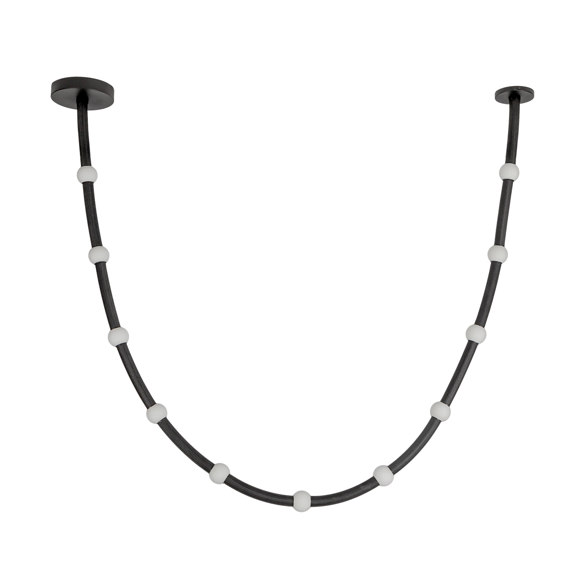 Kuzco Corda 10-ft Black/Opal Glass LED Pendant, Pendant, Adjustable Fabric Rope, Black/Opal Glass