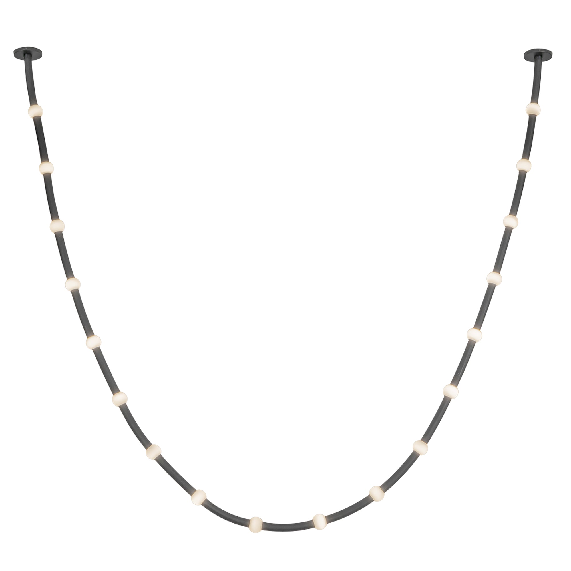 Kuzco Corda 17-ft Pendant, LED, Adjustable, Black/Opal Glass