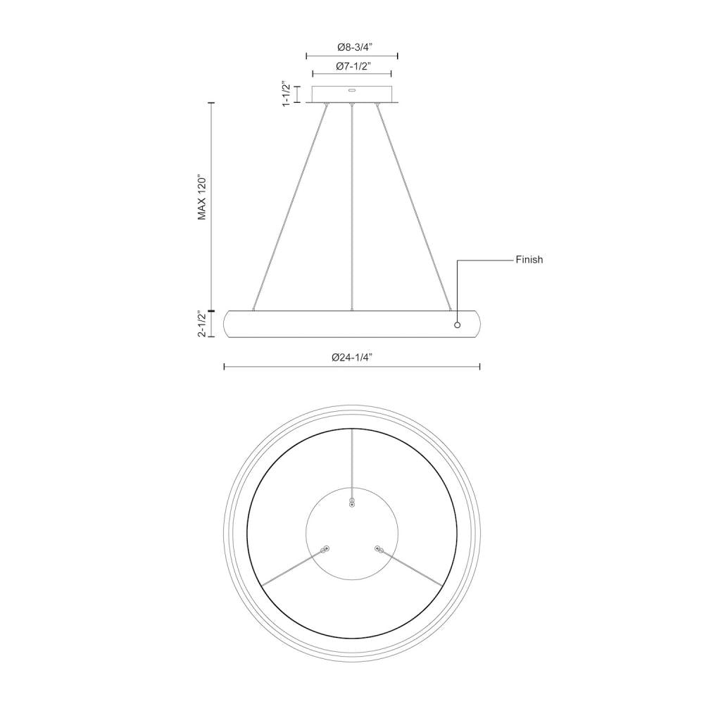 Kuzco PD82724-WH Pendant Light Fixture, UL Rated, White