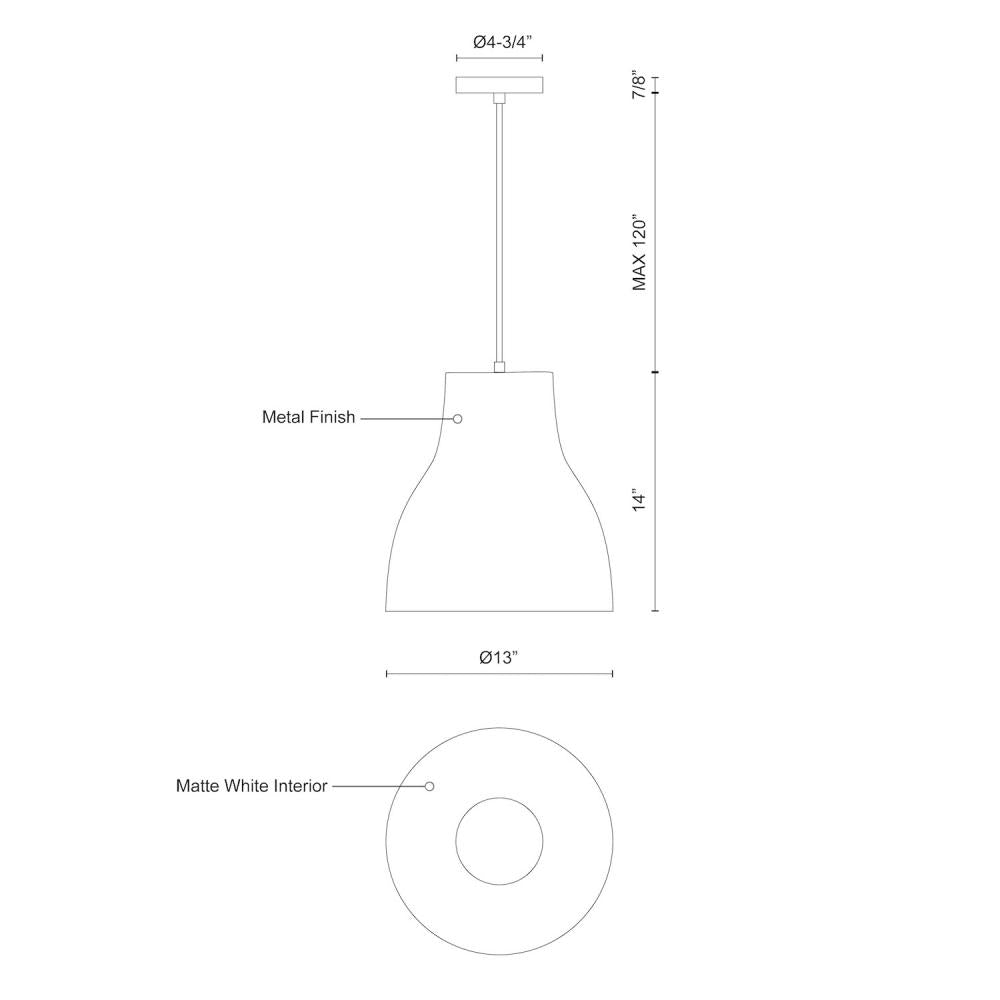 Kuzco Lighting 494213-BK Pendant, 1 Light, Black, Aluminum