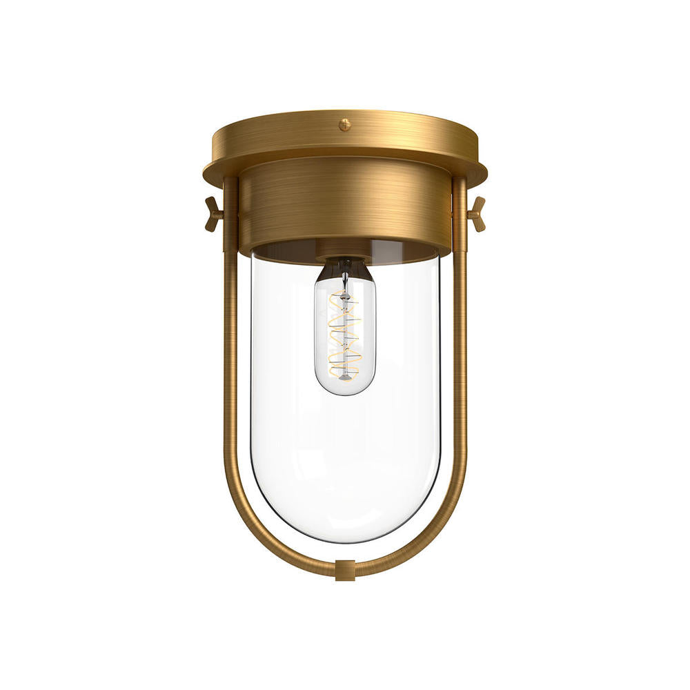 ALORA MOOD Cyrus FM539008AGCL Flush Mount, UL Listed, Aged Gold/Clear Glass