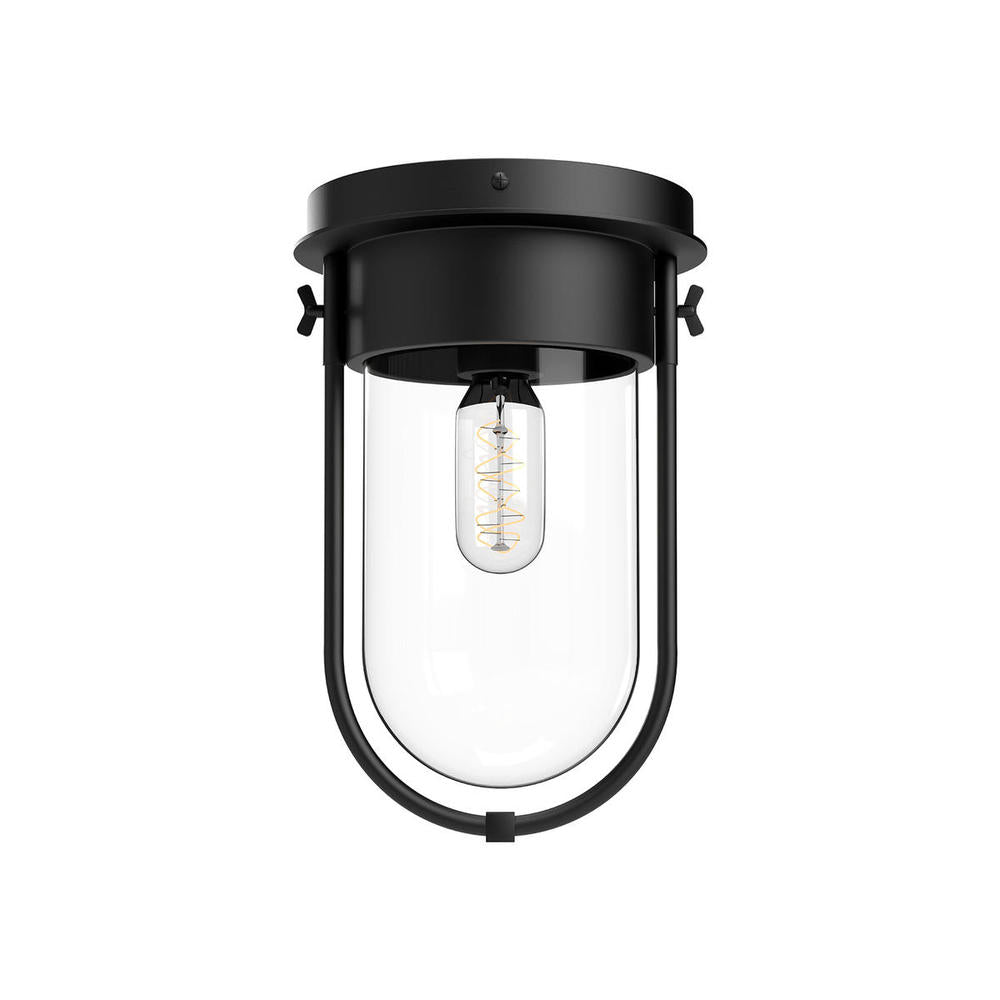 Alora Mood Cyrus FM539008MBCL Flush Mount, 1 Light, Clear Glass/Matte Black
