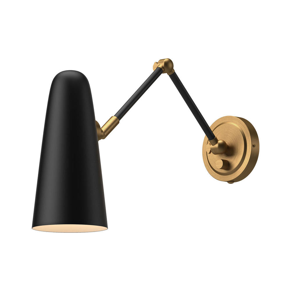 ALORA MOOD Lighting Daniel 578925MBAG Wall Light Fixture, UL Damp Rated, Aged Gold/Matte Black