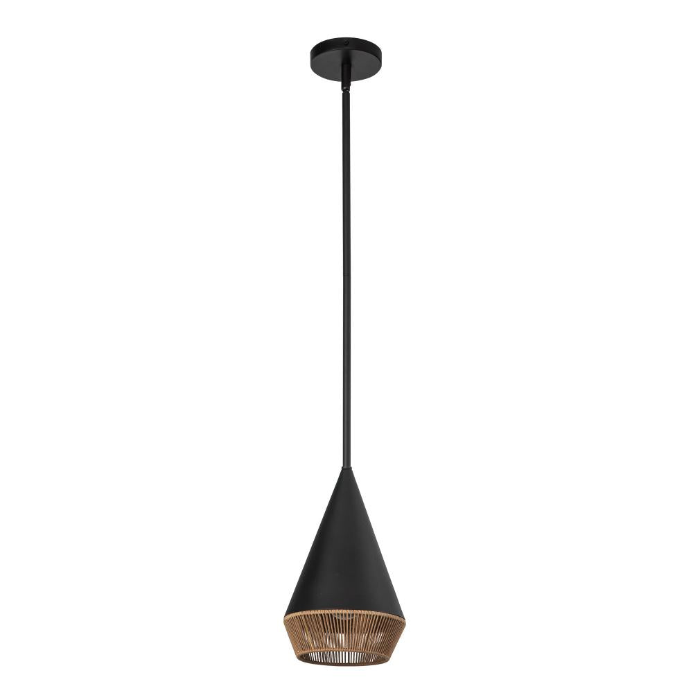ALORA MOOD Lighting PD633107MBBR Pendant, 1 Light, Matte Black/Brown Cotton Rope