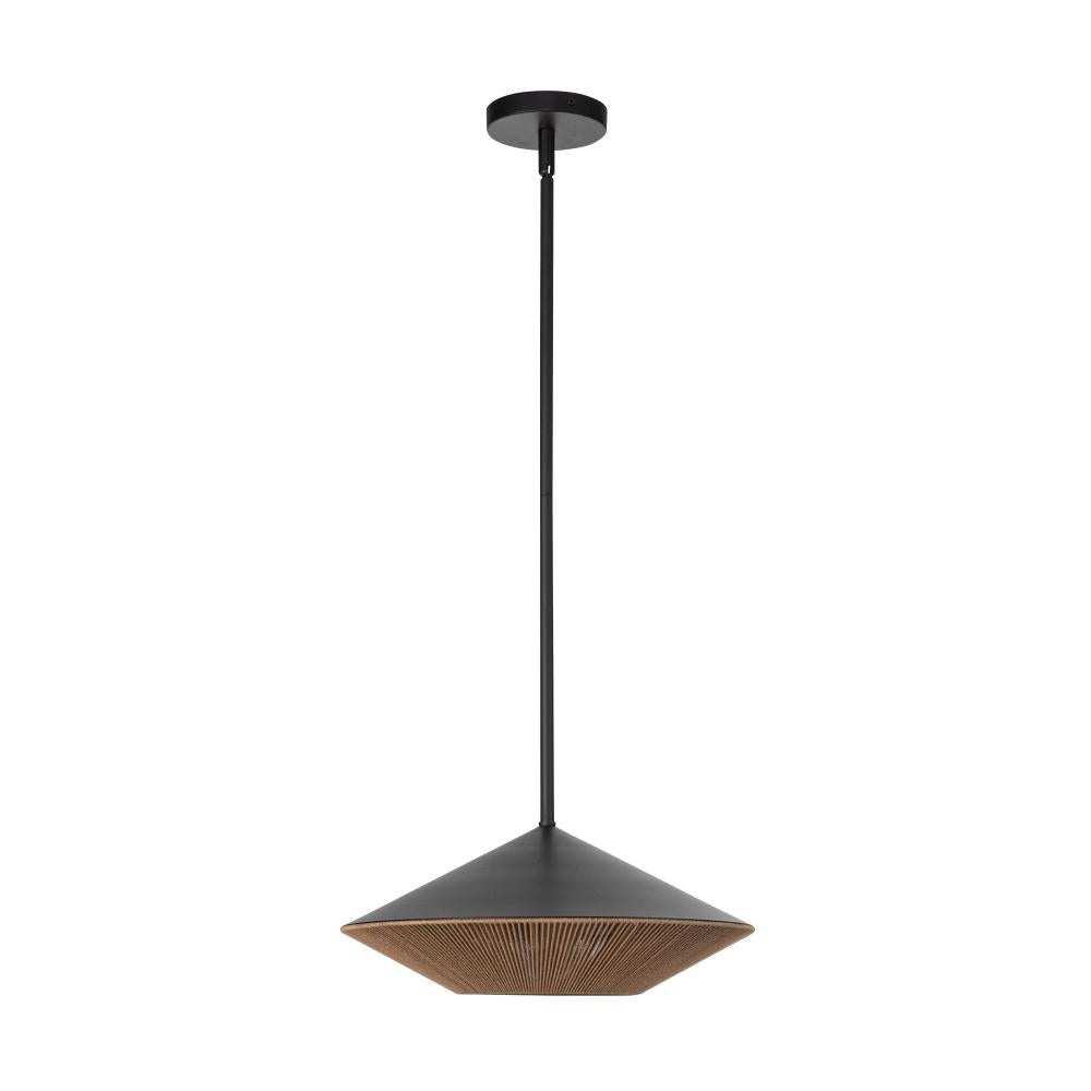 ALORA MOOD Lighting PD633215MBBR Pendant, 1 Light, Matte Black/Brown Cotton Rope