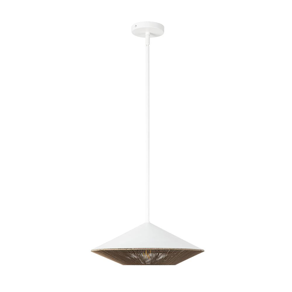 ALORA MOOD Lighting PD633215WHBR Pendant Light Fixture, 1 Light, Cotton Rope, White/Brown
