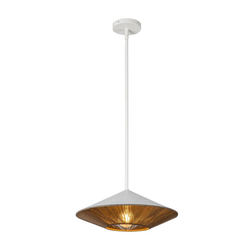 ALORA MOOD Lighting PD633215WHBR Pendant Light Fixture, 1 Light, Cotton Rope, White/Brown