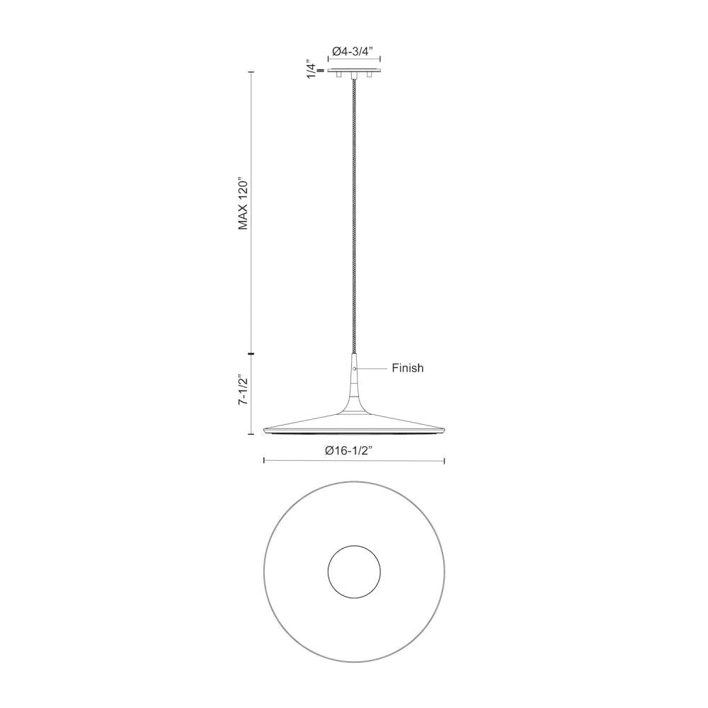 Kuzco Disc PD46216-WH Pendant, White LED, 16-in, Contemporary