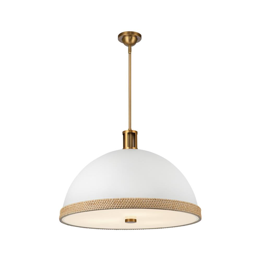 ALORA Lighting PD331024MWVB Pendant, 3 Lights, Matte White/Vintage Brass