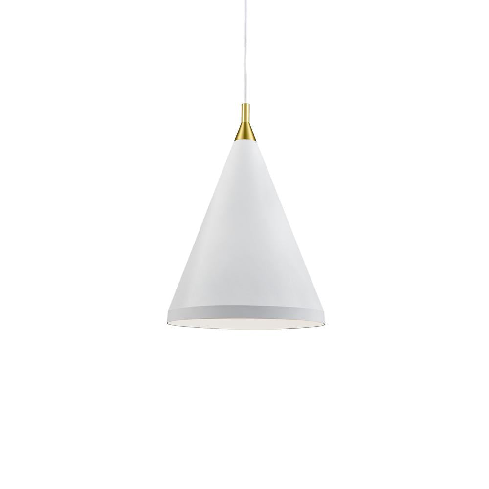 Kuzco Lighting 492716-WH/GD Pendant Light Fixture, UL Damp Rated, White With Gold Detail