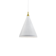 Kuzco Lighting 492716-WH/GD Pendant Light Fixture, UL Damp Rated, White With Gold Detail