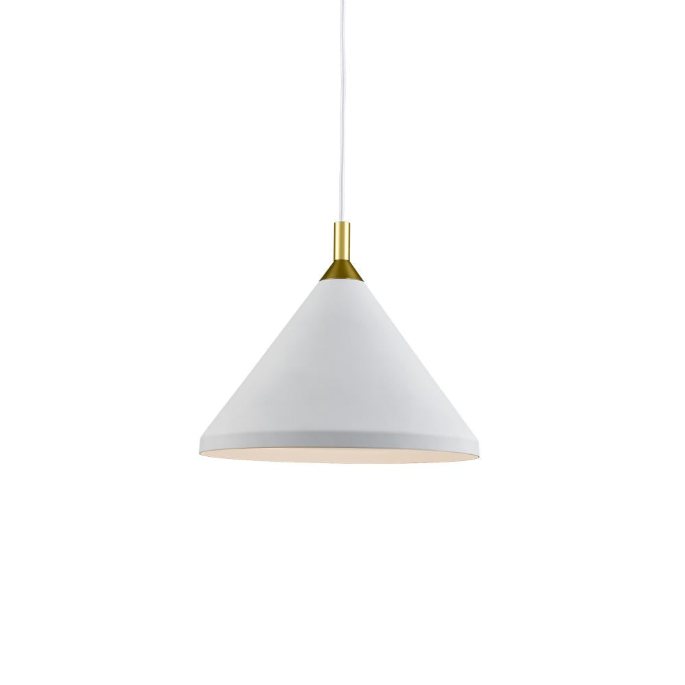 Kuzco Lighting 492814-WH/GD Pendant, White With Gold Detail, Aluminum, Satin Nickel