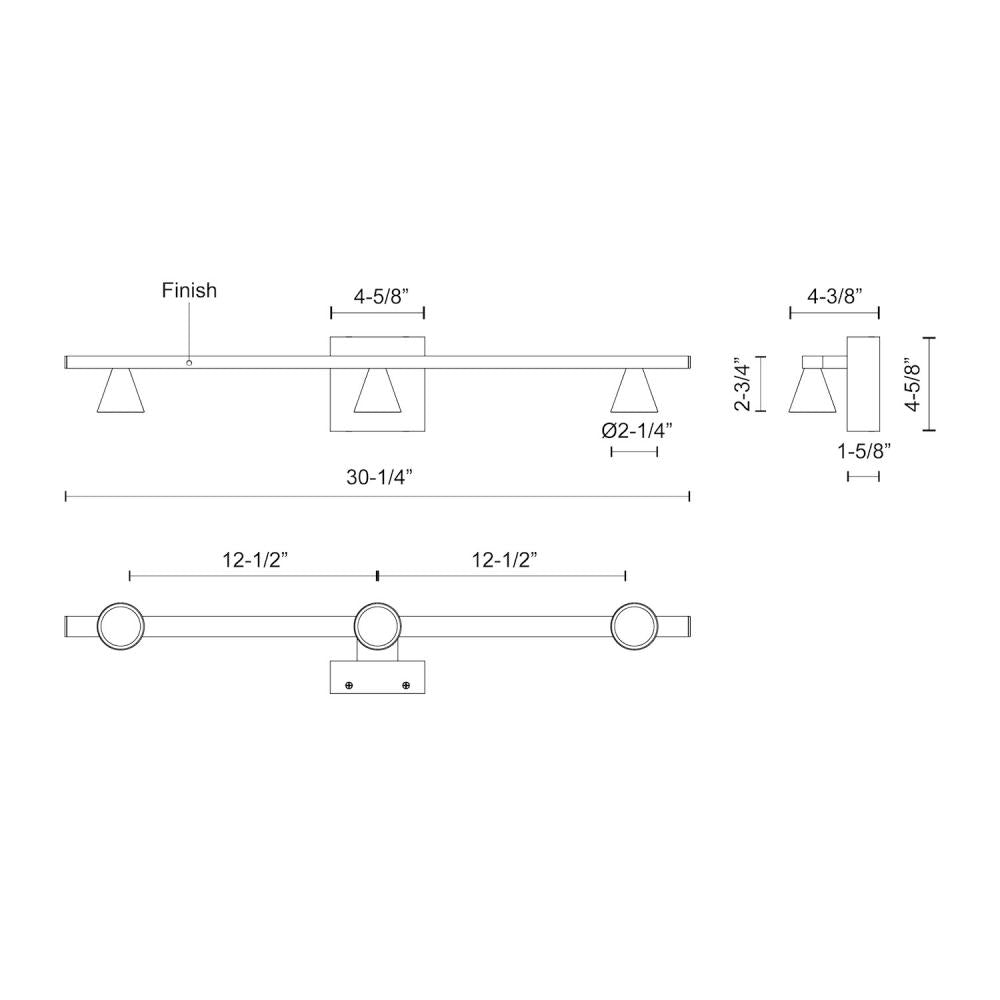Kuzco Dune VL19931-BN Vanity Light Fixture, UL Damp Rated, Brushed Nickel
