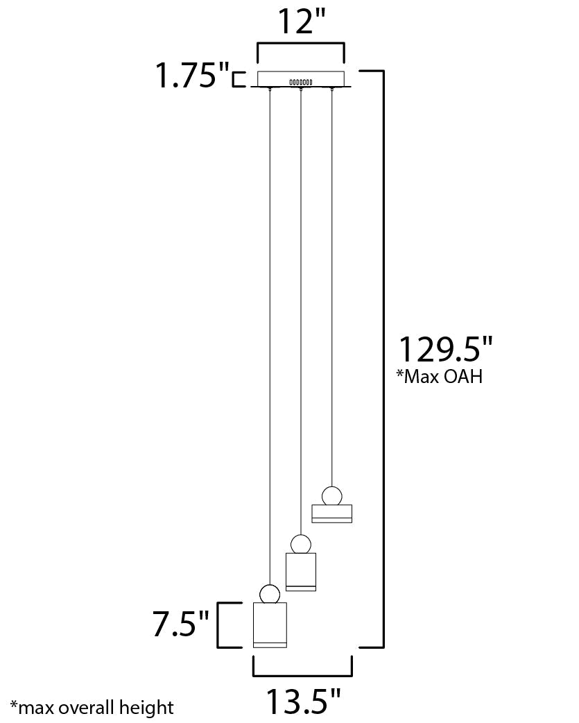 13.5 Inch Pendant – Black / Gold