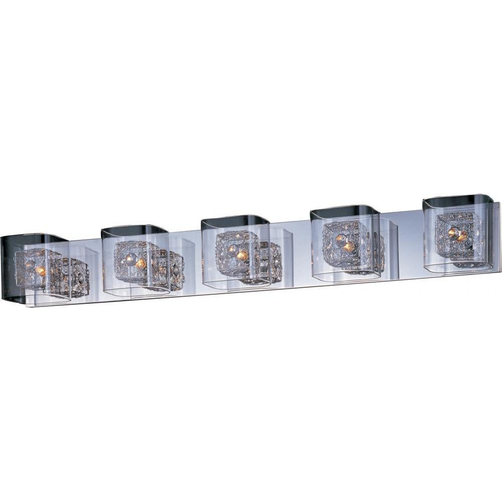 ET2 Lighting E22835-18SVPC Gem 5-Light Bath Vanity with SV Shade