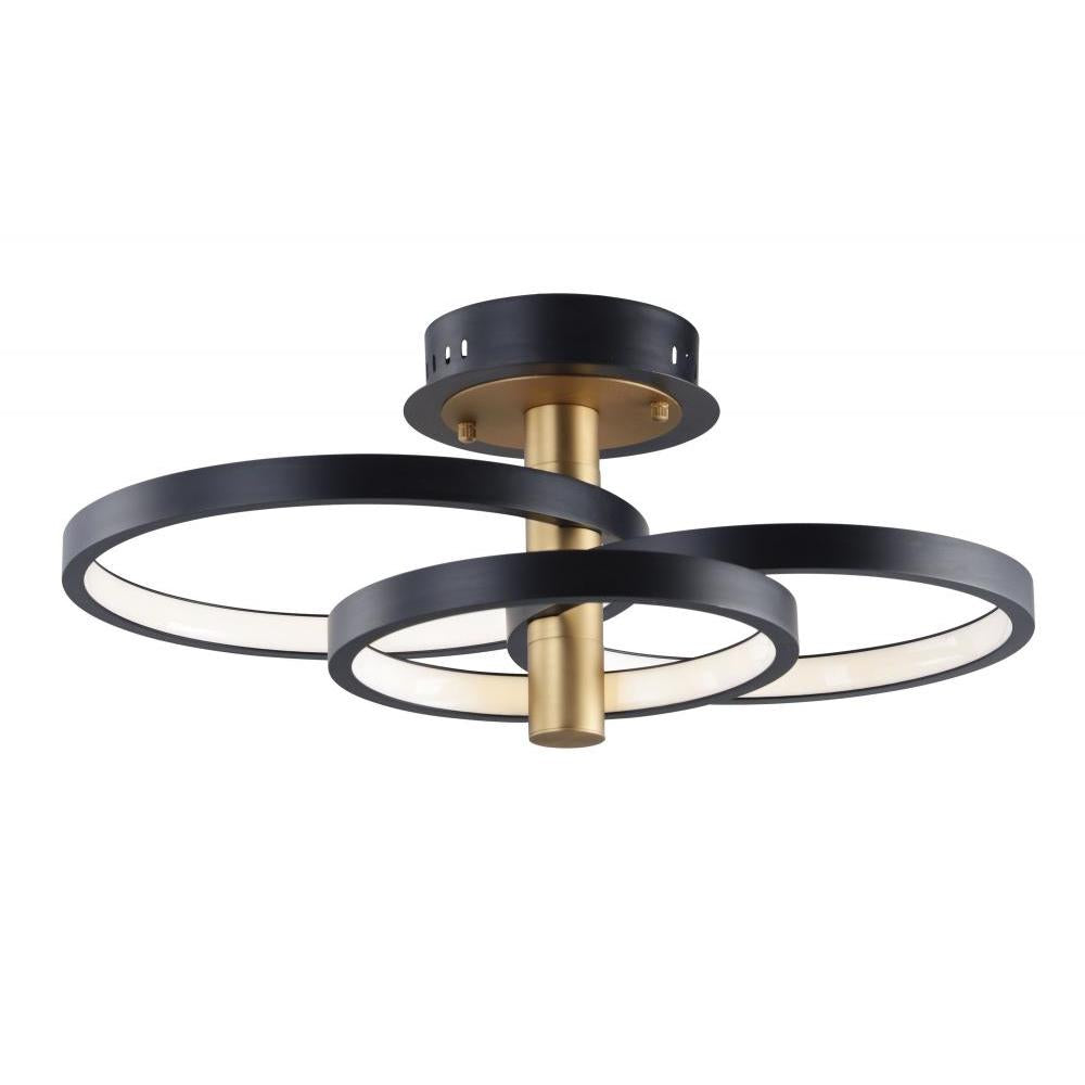 ET2 Lighting E24323-BKGLD Hoopla 3-Light LED Semi Flush Mount